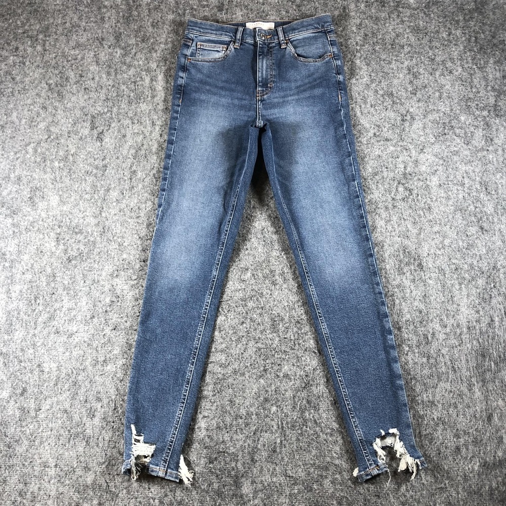 Topshop Jamie Skinny Jeans Womens 28 Medium Wash High Rise Distressed Denim